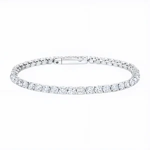 Brazalete para mujer corte redondo oro blanco de 18 quilates 4,20 quilates diamante GLI HRD cultivado en laboratorio - Imagen 1 de 7