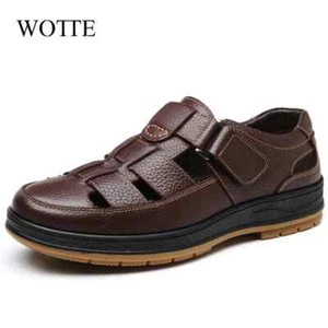 Classic Sandals Men Genuine Leather sandaliasHollow Out Casual Shoes - Picture 1 of 25
