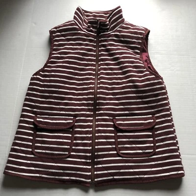 Honey Punch Red White Stripe Zip Front Vest Sz L A454 - Image 1 of 4