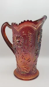 Scarce Original Imperial Glass Fieldflower Carnival Glass Pitcher Rubigold Red - Picture 1 of 19