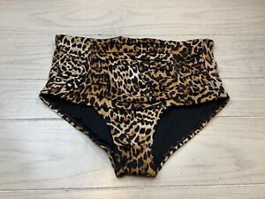 Calvin Klein Leopard Print High Waisted Swim Bottom, Size L, NEW MSRP $58
