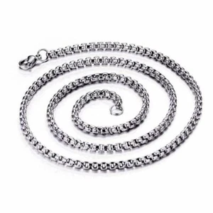 18K White Gold Filled Hypoallergenic 4mm Italian Round Box Chain Necklace 16-32" - Picture 1 of 2
