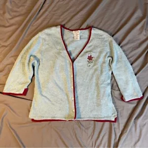 Y2K The Disney Store Winnie The Pooh & Piglet Wool Blend Velvet Cardigan Large - Picture 1 of 7