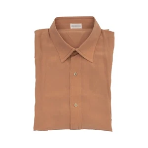 1400$ LUXURY MAROL BOLOGNA Shirt Orange 100% COMO SILK Crèpe 15.5 - 39 - Picture 1 of 6