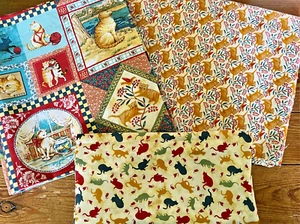 3 CUTS COTTON QUILT FABRIC, CAT ON QUILTS, SPRING INDUSTRIES, TL 6 3/4 YDS - Picture 1 of 10