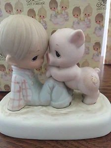 VTG Precious Moments "We're In It Together" Boy and Pig in Mud E-9259 MIB 1982 - Picture 1 of 2