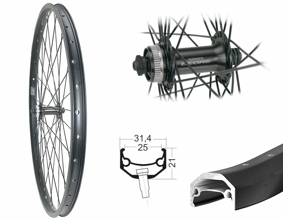 BÄRWINKELS 28 Zoll Vorderrad Andra40 Disc Shimano Deore Centerlock Schwerlast 180 kg 25-622