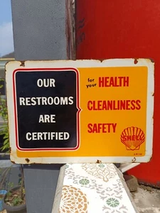 Vintage style SHELL restrooms certified service NOT Porcelain Advertising Sign - Picture 1 of 13