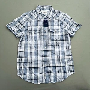 Lucky Brand Men Western Shirt Size SMALL Linen Blend Pearl Snap Short Sleeve NEW - Picture 1 of 10