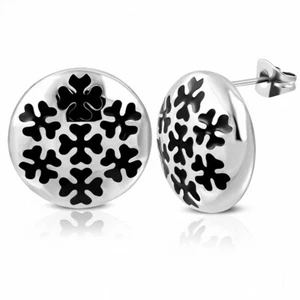 Corazón de Acero Inoxidable Esmaltados Negro,Corazón,Flor Trébol,Círculos,Cruz,B - Imagen 1 de 1