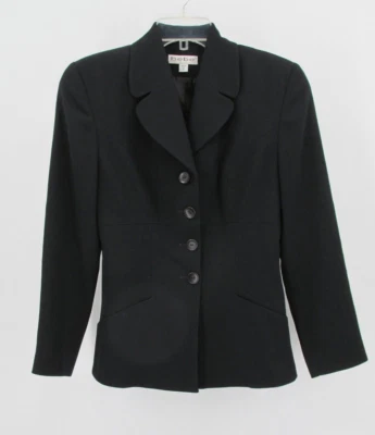 BEBE S.F.  Blazer Clásico Mujer Talla 4 Carrera Negro Acanalado Forrado 4 Botones Chaqueta Foto 1 de 4