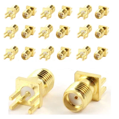 20 Pcs SMA Female Jack Solder Edge 1.6mm space PCB Mount Straight RF Connector - Image 1 of 4