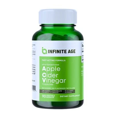 Cápsulas de vinagre de sidra de manzana INFINITE AGE 1950mg 90 unidades - Hecho en EE. UU. Vegano Gl... Foto 1 de 4