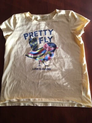 Niñas Talla XL Amarillo Life is Good Camiseta Pájaro “Pretty Fly” Foto 1 de 2