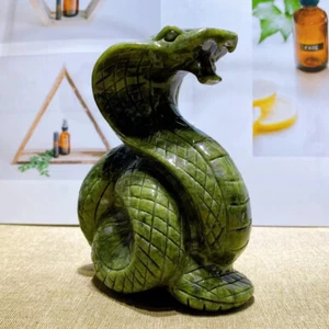 Natürlicher Serpentinquarz geschnitzt Schlange Schädel Kristall Reiki Heilung Edelstein Dekor 1 Stck. - Bild 1 von 10