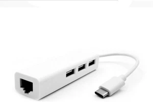 USB C auf 3 x USB A und RJ45 Ethernet Lan Adapter Hub Kabel Mac USB-C Netzwerk - Bild 1 von 7