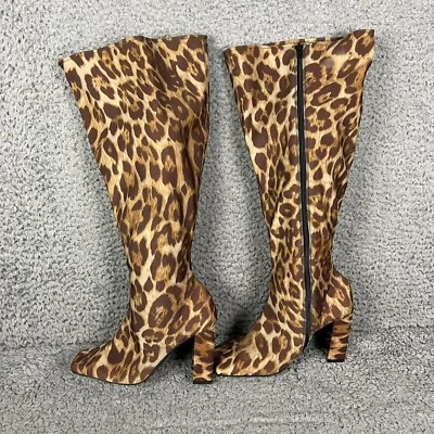 Jeffrey Campbell леопард колена ботинки женщин 7 эластичной полный молнии коренастый каблук - Изображение 1 из 4