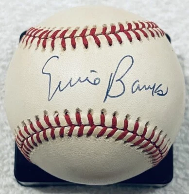 SPECTACULAR ERNIE BANKS LICENSED PSA/DNA AUTHENTICATED SIGNED NEW N.L. BASEBALL - Image 1 of 3