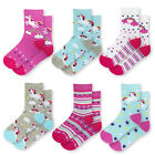 Girls Socks 6 Pack Design Unicorn Hearts Cotton Rich Panda Coloured Socks
