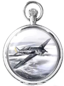 Taschenuhr Mechanisch Analog Versilbert Focke Wulf FW 190 Durchmesser 42mm - Bild 1 von 4