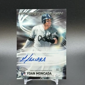 2017 TOPPS CHROME YOAN MONCADA RC #'d /99 REFRACTOR FRESHMAN FLASH ON CARD AUTO - Picture 1 of 3