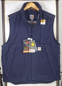 CARHARTT Sz Large NEW Flame Res FR Thinsulate Rain Defender Mens Vest $225 Blue - Picture 1 of 23
