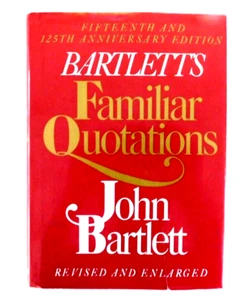 Bartletts Familiar Quotations, .Bartlett, 1540 pgs, Hardcvr w/Dust cover 15th Ed - Imagen 1 de 3