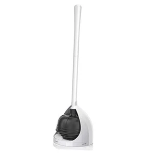 Toilet Plunger with Holder, Unique Plunger with All-Angle Design, White - Picture 1 of 7