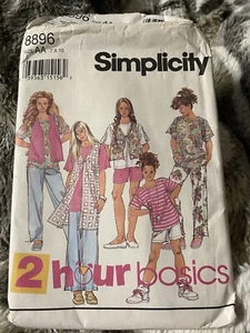 Girls Size 7-10 8896 Simplicity 2 Hour Basic Uncut Vest Shorts  Sewing Pattern - Picture 1 of 2