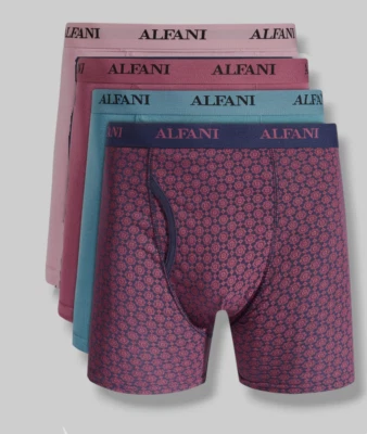 $44 Ropa interior Alfani para hombre rojo azul clásico algodón calzoncillos boxer paquete de 4 talla S Foto 1 de 2