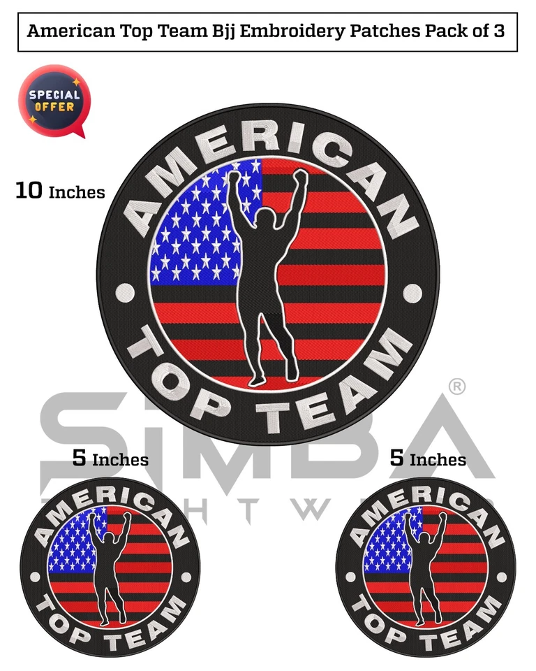 Pack of 3 American Top Team BJJ Embroidery Patches BJJ Gi Patches BJJ Patches - Image 1 of 4
