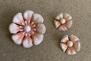 Orecchini Vintage Colore Pesca Petali Floreali Smaltati Metallo Dipinto Spilla Con Clip Orecchie - Foto 1 di 2