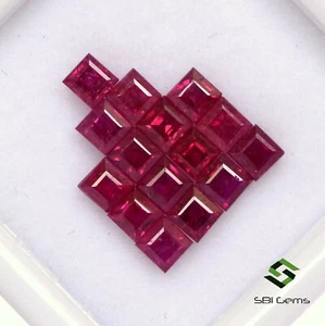 Lote de 50 piezas de piedras preciosas sueltas calibradas de corte cuadrado de rubí natural de 2,50 mm 9,33 quilates - Imagen 1 de 5