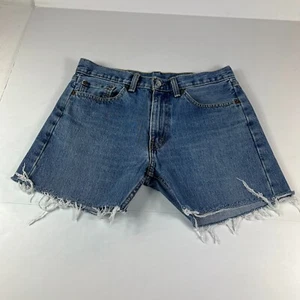 Levi's Jean Shorts Men's 31* 505 Straight Blue Cut Off Frayed Denim Jorts Tag 32 - Picture 1 of 15