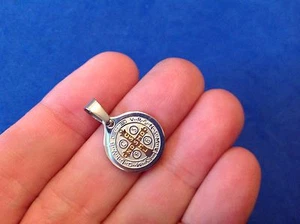St BENEDICT Medal Protection Exorcism Saint Medal Two Tone Stainless Steel - Picture 1 of 2