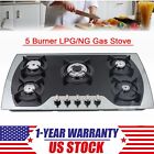 5 Burner Gas Stove 35in Built-In Gas Cooktop Stainless Steel Natural Gas Propane