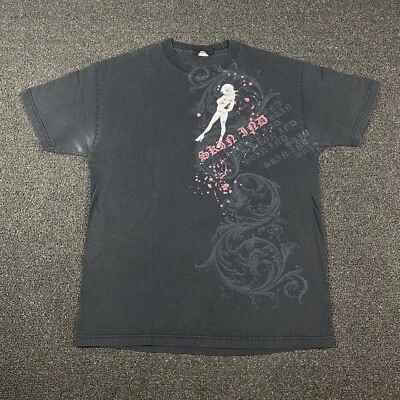 Camiseta Skin Industries Talla Grande Negra Doble Cara Bebé Y2k Patinador Grunge Años 90 Foto 1 de 4