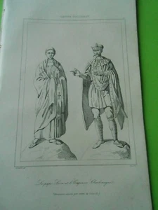 Gravure 1838 - Allemagne Germany Le Pap Léon et l'empereur Charlemagne - Picture 1 of 1