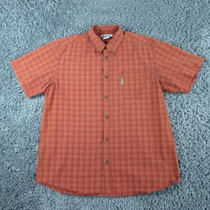 Columbia Shirt Mens Extra Large Red Brown Blend Plaid Short Sleeve Button Up - Picture 1 of 11