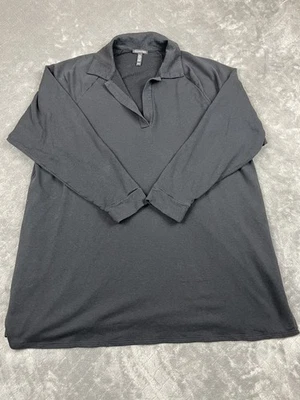 Eileen Fisher Mujer 1X Camisa Negra Algodón Orgánico Lyocell Túnica Polo Cuello Foto 1 de 4