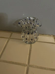 Vaso a pois blu Murano alto 5" - Foto 1 di 1