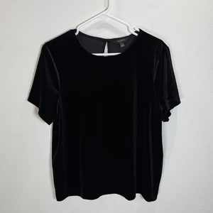 Banana Republic Samt Top Damen schwarz Kurzarm T-Shirt Größe Large - Bild 1 von 7