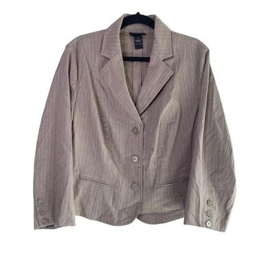 Blazer Lane Bryant Manga Larga Cuello Rayas Elastizado 3 Botones 16 Gris Blanco  Foto 1 de 4