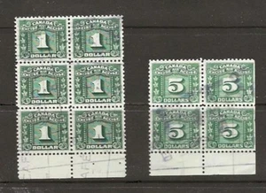 Canadá $1 bloque de 6 $5 bloque de 4, ingresos por impuestos especiales usados, con ribete [130 - Imagen 1 de 1
