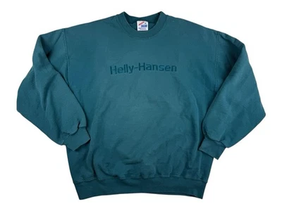 Sudadera Helly Hansen Bordada Vintage Turquesa Crew XL De Colección Foto 1 de 4