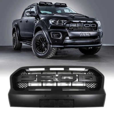 LED-LICHT SCHWARZ FRONTSTOSSSTANGE GRILL FÜR FORD RANGER T8 WILDTRAK 18-22