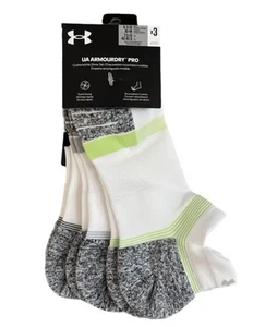 Under Armour UA ArmourDry Pro No Show Tab Socks White Green Size Large 8.5-13 - Picture 1 of 2