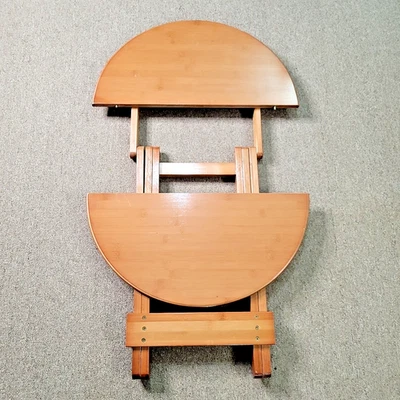 Folding Round Drop Coffee Snack Table  Compact Storage Wood Sturdy Dorm 23 1/2 " - Image 1 of 4