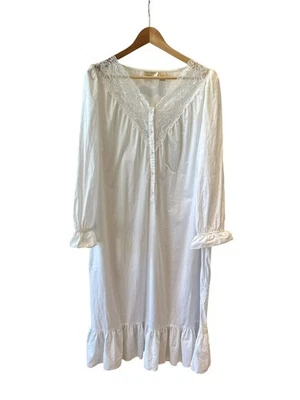 Camisón de Colección Victoria's Secret Blanco Algodón Largo Vestido Encaje Perlas L Foto 1 de 4