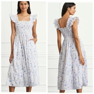 Abito Hill House The Ellie Nap blu botanico smocked prendisole a strati casual - Foto 1 di 10